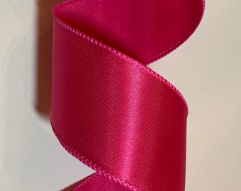 Hot Pink Wired Fabric Florist Ribbon, 1-1/2x50 Yards