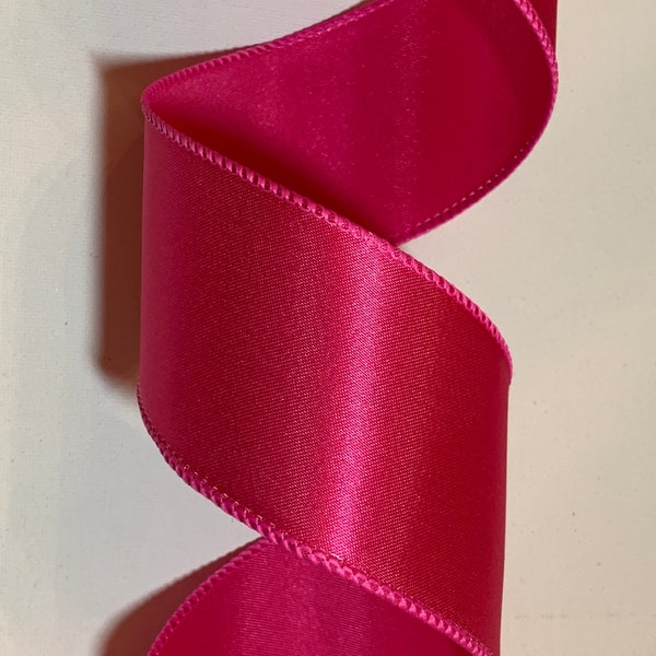 1.5" or 2.5" Fuchsia Satin Wired Ribbon ~ Wired Edges ~ 10 Yard Roll