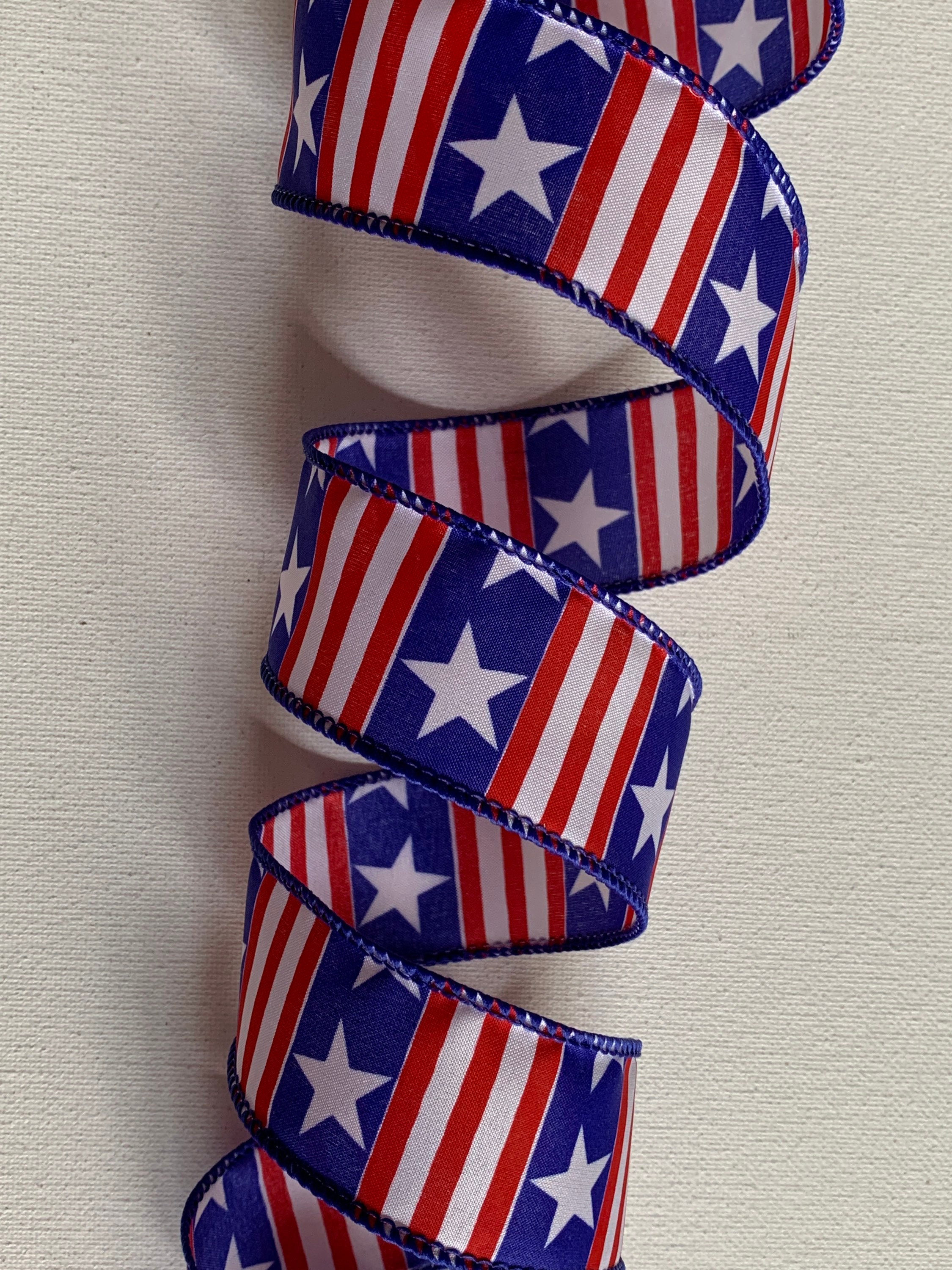 1.5 Patriotic Ribbon Red White & Blue Ribbon Stars Etsy UK