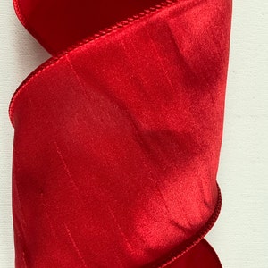1.5&quot; 2.5&quot; or 4&quot; Red Dupioni Faux Silk Ribbon ~ Wired Edges ~ By The Roll