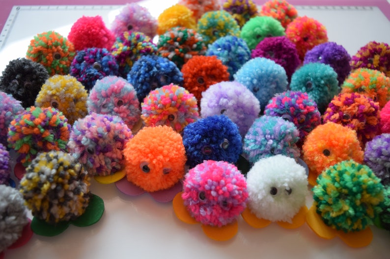 Pack of 5 Quiet Critters / Pom Pom Monsters great for party bag fillers/teachers/rewards image 2