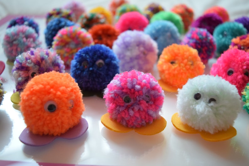 Pack of 5 Quiet Critters / Pom Pom Monsters great for party bag fillers/teachers/rewards image 1