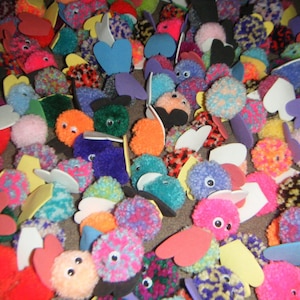 Pack of 5 Quiet Critters / Pom Pom Monsters great for party bag fillers/teachers/rewards image 3