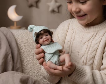 6 inch realistische siliconen reborn babypop, levensechte minipop voor verzamelaars