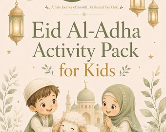Eid Al-Adha aktivitetspaket för barn, utskrivbara Eid Mubarak-arbetsblad, muslimska barnmålarbilder