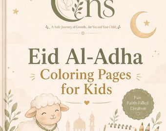 Eid Al-Adha målarbilder för barn, utskrivbara Eid Mubarak aktivitets-PDF, muslimska barn målarbok