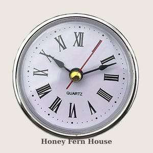 65mm Clock Insert for DIY Clock Making, 2-1/2" Quartz Fit-Up Movement with Gold or Silver Bezel and Roman Numeral Dial