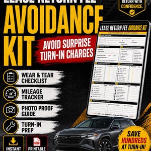 Kit zur Vermeidung von Rückgabegebühren | Car Lease Turn-In Checkliste | Druckbares PDF + Excel | Sofort Download