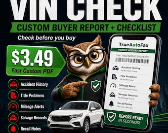 USA & Canada VIN Check, Used Car Buyer Vehicle History Report, CARFAX Style Alternative, Accident Title Mileage Check