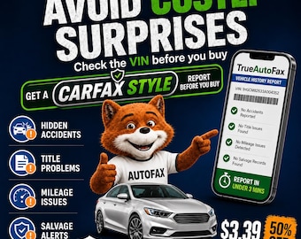 Used Car Buyer AutoCheck style report, VIN Check Vehicle History Report, Accident Title Mileage Lookup Fast Delivery, Autocheck