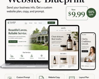 Custom AI Website Blueprint, Wix Squarespace Website Prompt, Small Business Website Copy, Homepage Layout Plan
