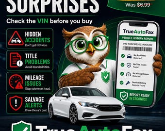 Comprador de autos usados: Verificación de VIN al estilo CARFAX, informe del historial del vehículo, verificación de kilometraje por accidente o salvamento antes de comprar.
