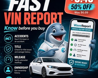 Fast VIN Report Digital Delivery, Vehicle History Report, Accident Title Mileage Lookup Before You Buy