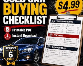 Instant Download Used Car Buying Checklist