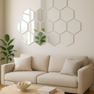 Self Adhesive Hexagon Mirror Tiles, Gold Silver Acrylic Honeycomb Wall Art