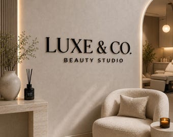 Individuelles 3D Acryl Business Logo Schild | Moderne Büro-Wanddekoration, Salon-Branding