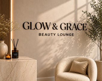 Benutzerdefiniertes Acryl Beauty Salon-Zeichen, 3D-Business-Wandschild, Goldspiegel-Empfangsschild, Spa-Branding-Dekor, personalisiertes Bürologo