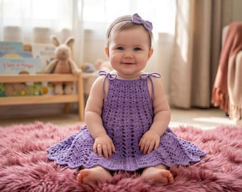 Crochet Baby Dress Pattern | Cottagecore Coquette Style (PDF Digital Download)