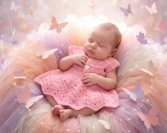 Crochet Baby Dress Pattern | Pink Chevron Flared Skirt, 0-18 Months (PDF Digital Download)