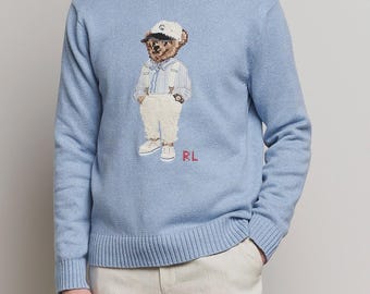 polo Ralph Lauren Teddy Bear Sweater Men Black Knit  Bear Sweatshirt