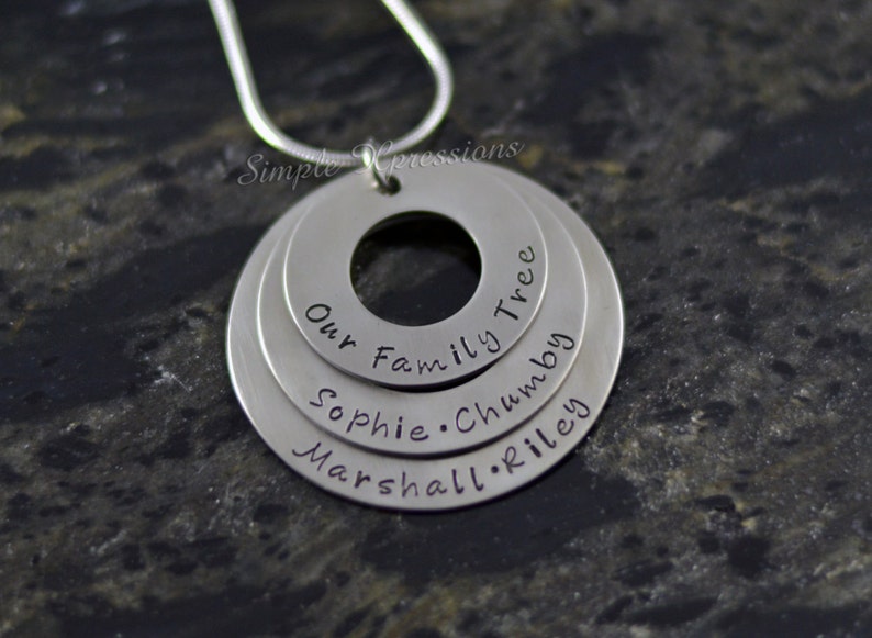 Personalized Family Necklace - Stainless Steel Washer Necklace - Etsy