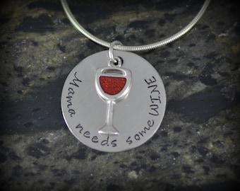 Mama Needs Some Wine! Personalized Runner Necklace - Inspirational Jewelry - Running Jewelry