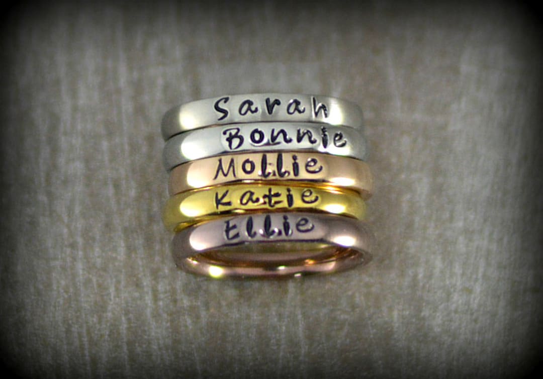 Personalized Name Rings Stackable Personalized Stackable Name Ring - Stacking Rings - Dainty Name Rings ...