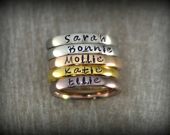 Personalized Stackable Name Ring - Stacking Rings - Dainty Name Rings - Mothers Ring - Bridemaids Jewelry - Name Ring - Promise Rings