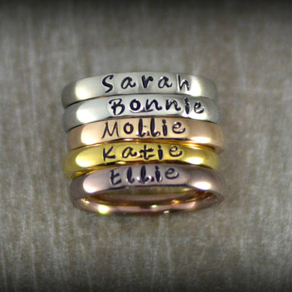 Stackable Name Rings Etsy