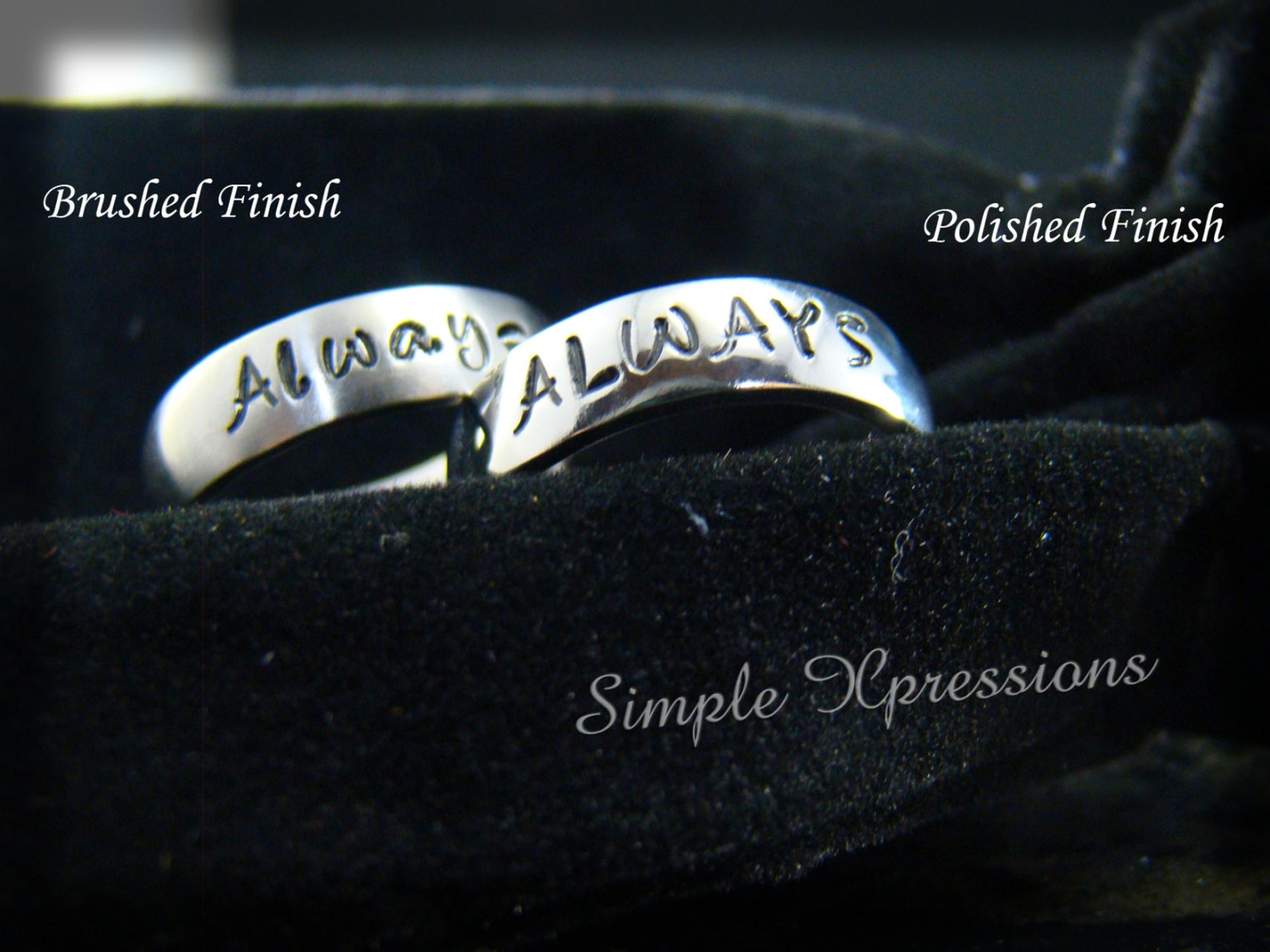 2 Rings Matching Promise Rings Brushed or Polished Etsy