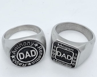 Handmade Personalized Signet Rings-  Father's Ring