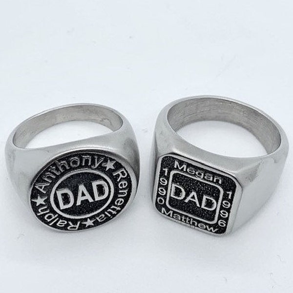 Handmade Personalized Signet Rings-  Father's Ring