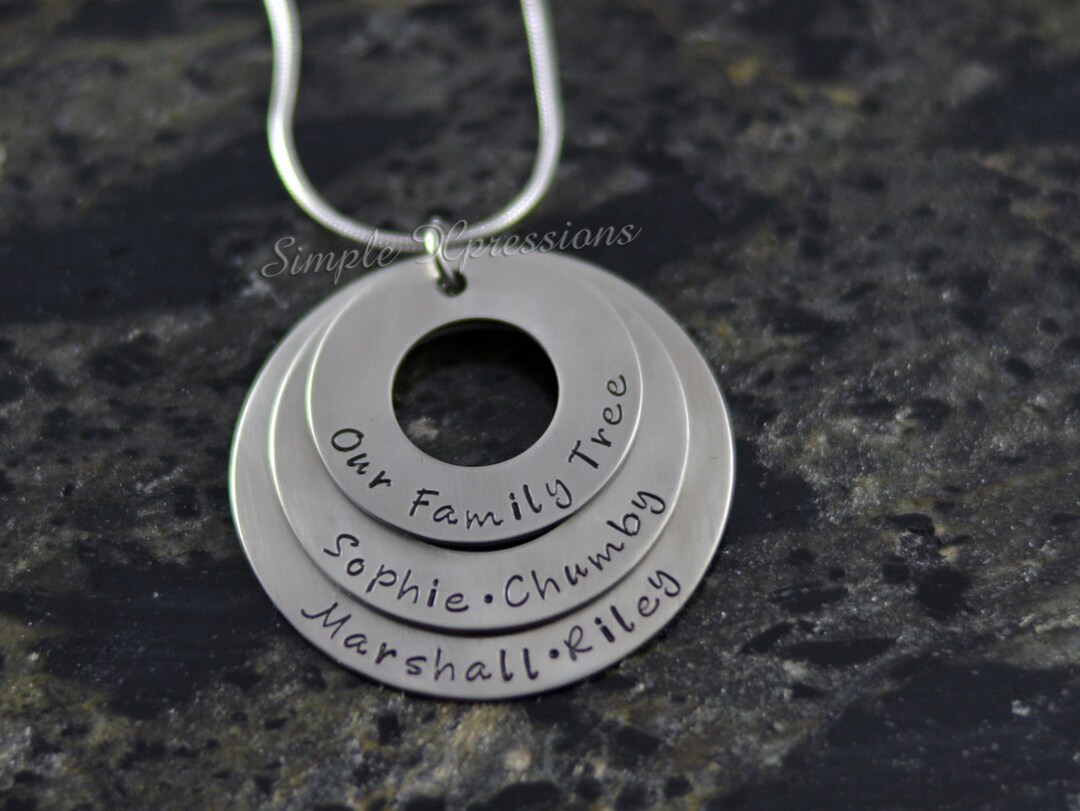 Personalized Family Necklace - Stainless Steel Washer Necklace - Etsy