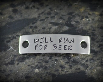 WILL RUN for BEER Personalized Shoe Tag for Runners - Inspirational Jewelry - Running Jewelry