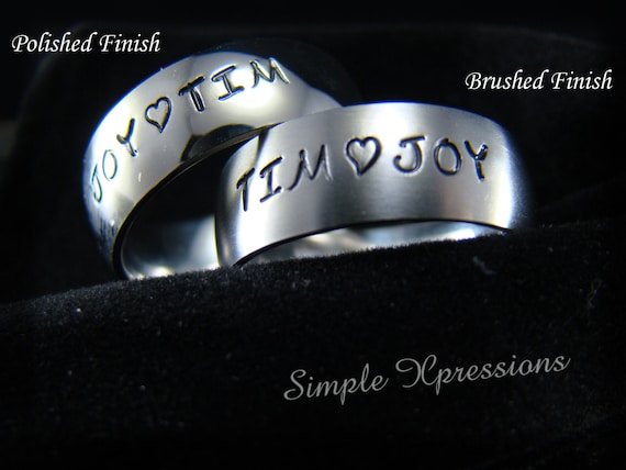 Personalized Mothers Ring Brushed or Polished Finish 8mm Width