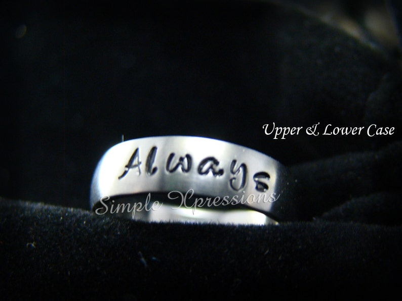 Personalized Hand Stamped Ring 6mm Matte w/Shiny Edges image 3