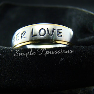 Engraved Ring with Names 6mm Two Tone Stainless Steel Ring image 1