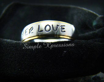 Engraved Ring with Names - 6mm Two Tone Stainless Steel Ring