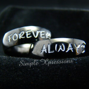 2 Rings - Matching Couples Rings - Polished Black Stainless Steel