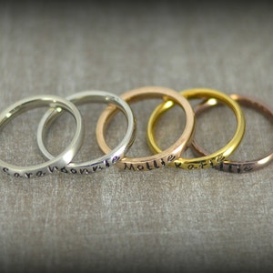 Personalized Stackable Name Ring Stacking Rings Dainty Name Rings Mothers Ring Bridemaids Jewelry Name Ring Promise Rings image 4