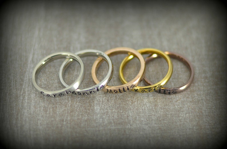 Personalized Stackable Name Ring Stacking Rings Dainty Name Rings Mothers Ring Bridemaids Jewelry Name Ring Promise Rings image 4