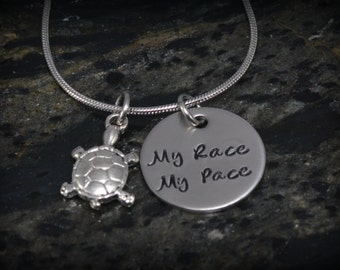 My Race My Pace Personalized Runner Necklace - Inspirational Jewelry - Running Jewelry