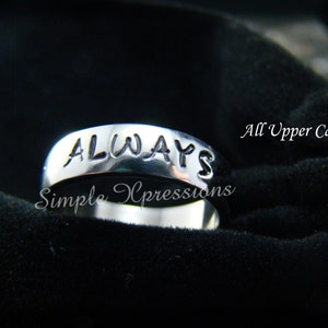 Personalized Hand Stamped Ring 6mm Matte w/Shiny Edges image 2