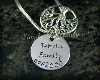 Family Tree of Life Pendant Necklace with Hidden Message