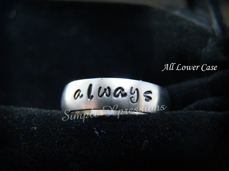 Personalized Hand Stamped Ring 6mm Matte w/Shiny Edges image 4