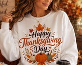 Happy Thanksgiving Day SVG, Fall Pumpkin Digital Download, Autumn Thanksgiving Shirt SVG, Cricut Silhouette Cut Files, Pumpkin Clipart PNG