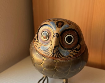 Vintage Mexican folk art owl figurine