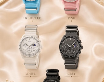 Relógio esportivo de quartzo de luxo para mulheres e homens – Pulseira elegante de nylon | Cronógrafo à prova d'água até 30 metros