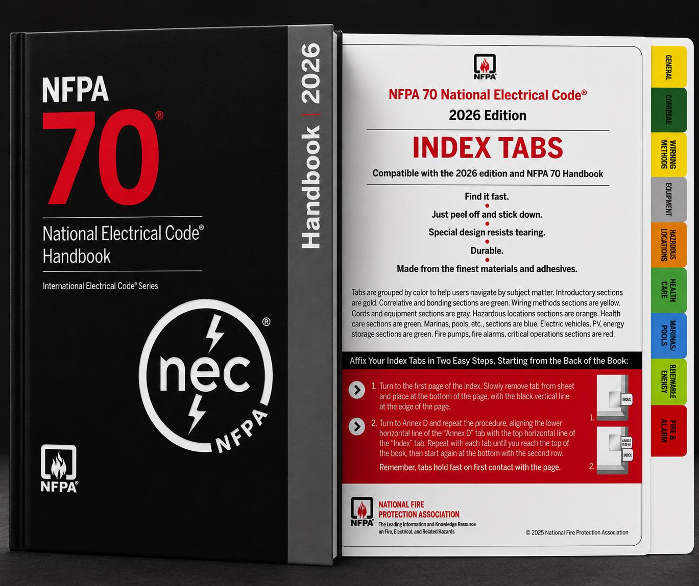 NFPA 70 Handbook 2026 Hardcover Set, NEC Electrical Code Reference Book with Index Tabs, Electrician Gift for Professionals and Students