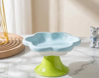 Cute Cat Bowl Ceramic Elevated